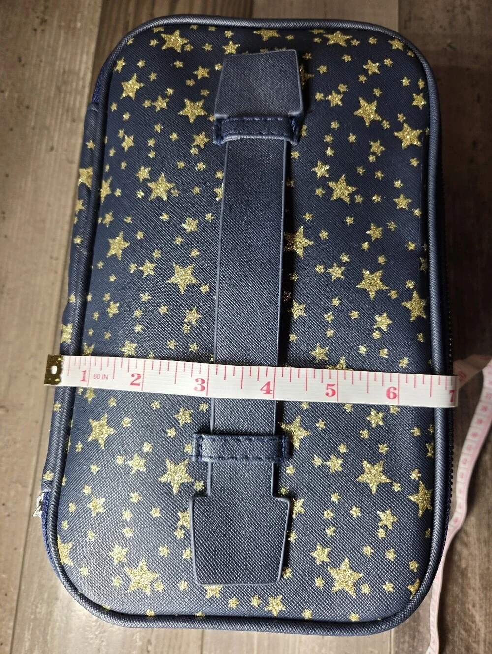 NWT Nicole Miller Navy Star Cosmetic Train Case Toiletry Carrying Bag